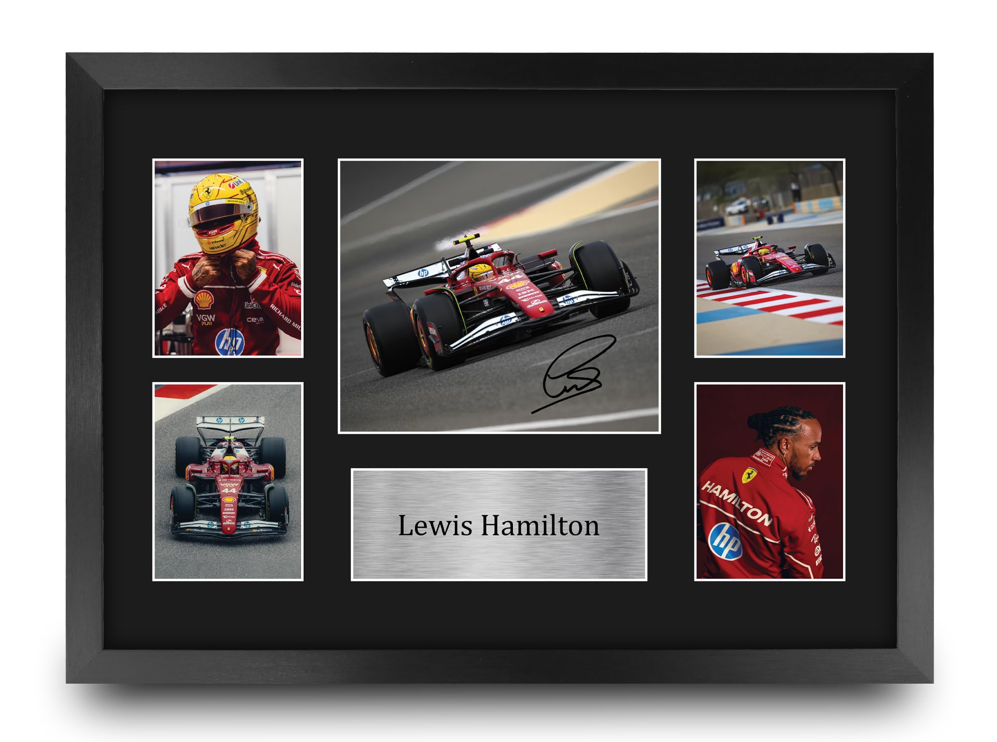 HWC Trading Lewis Hamilton Ferrari Gifts Printed Signed Autograph Picture for F1 Formula 1 Racing Fans - A3 Framed — image 1
