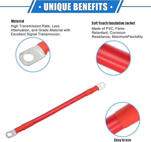 Miniatura 10 de VekAuto 1 par de cables inversores de batería de cobre, calibre 2 AWG, cable de batería de 7 pies, universal para automóvil, vehículo, RV,