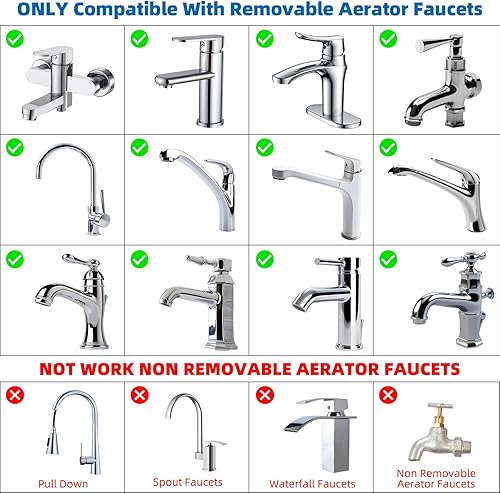 Miniatura 6 de Aireador de grifo de cocina giratorio de 360 grados anti salpicón, extensor de grifo para ahorrar agua con 2 modos de rociado de 1.8GPM