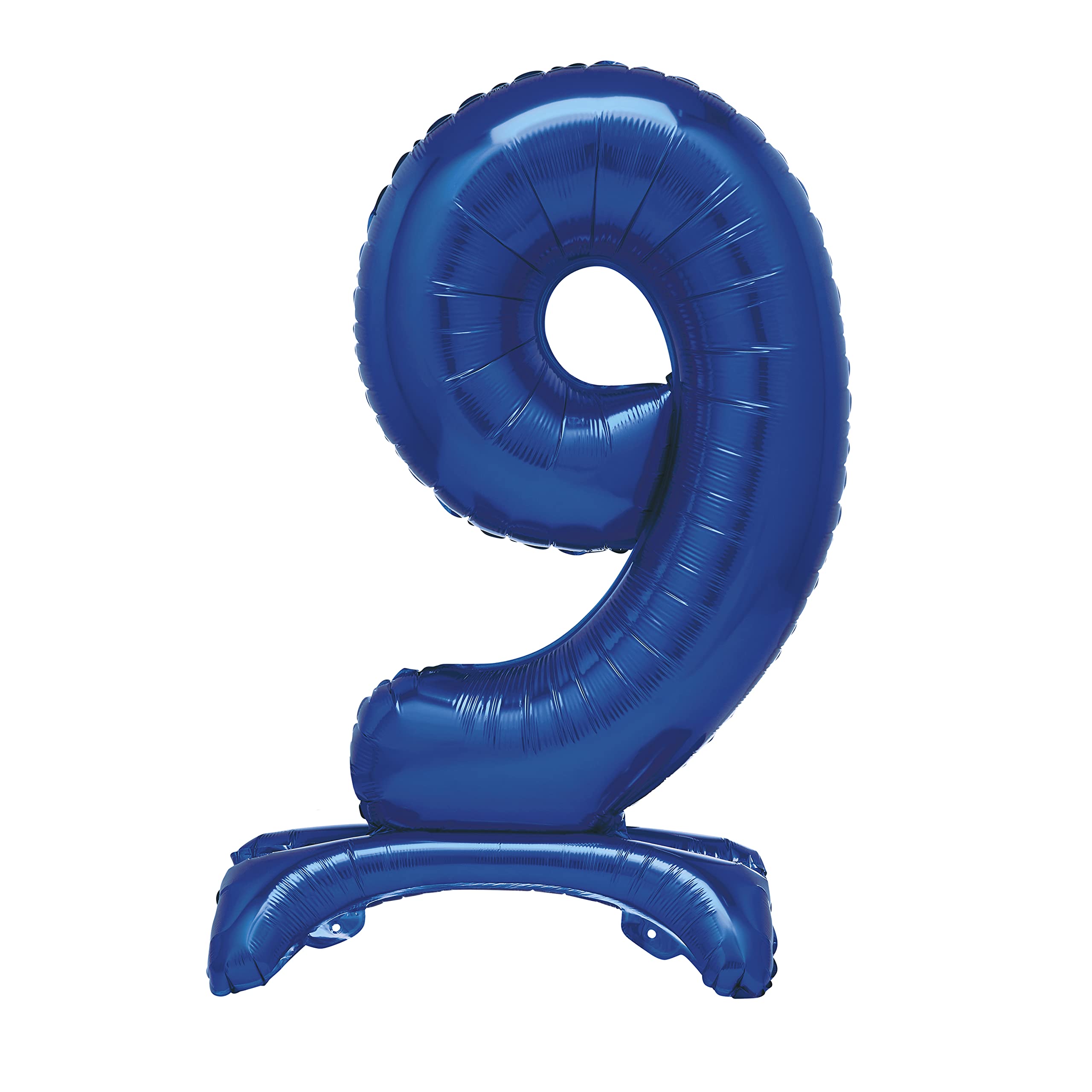 Unique Blue Standing Number 9 Foil Balloon 30", Packaged