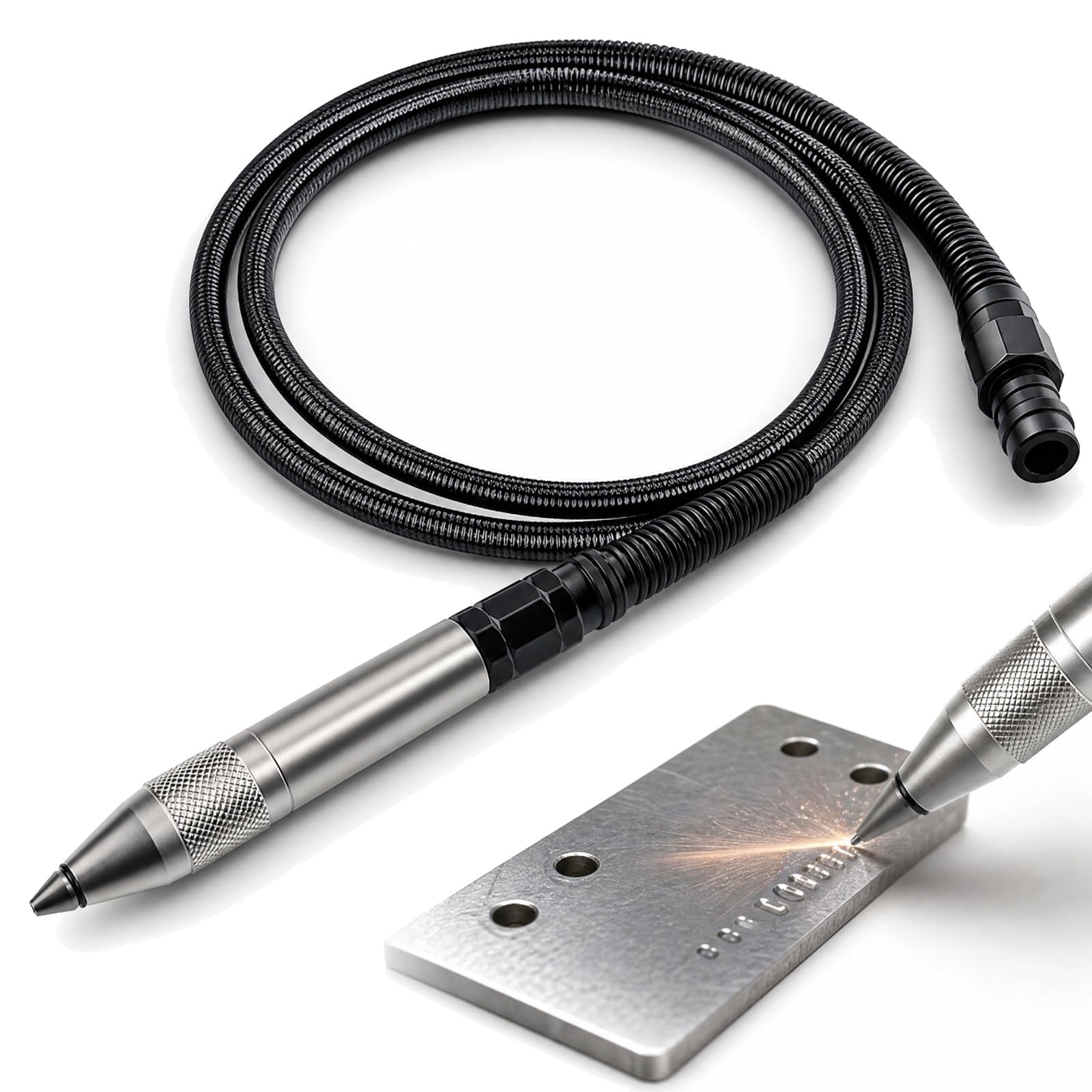 Lápiz de grabado neumático con punta de carburo de tungsteno de 2,0 mm | Herramienta de grabado neumático para metal, presión de entrada de 90 psi, velocidad de 18 000 rpm, para metal, vidrio