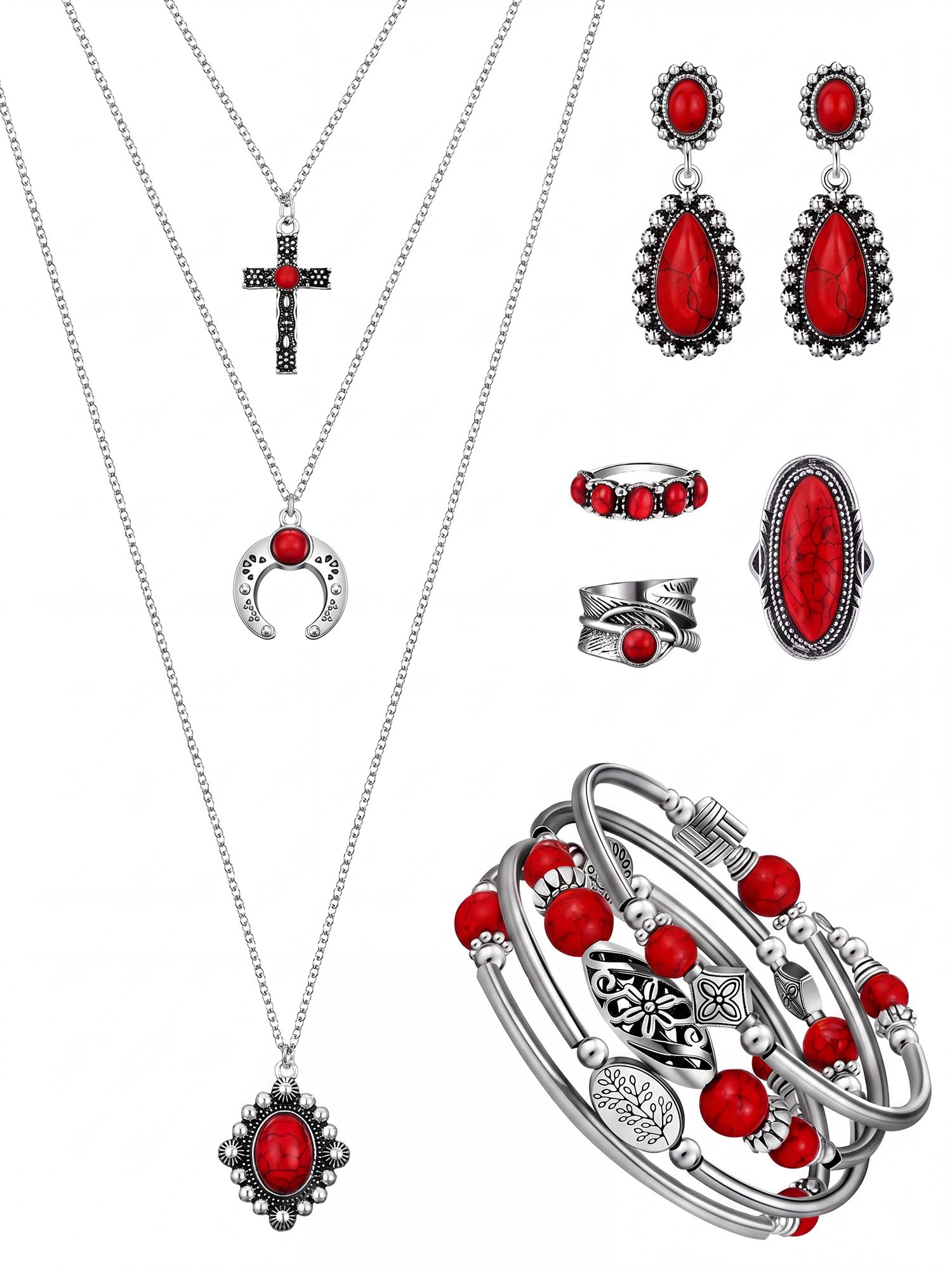 Ecally Western Turquoise Jewelry Set for Women
