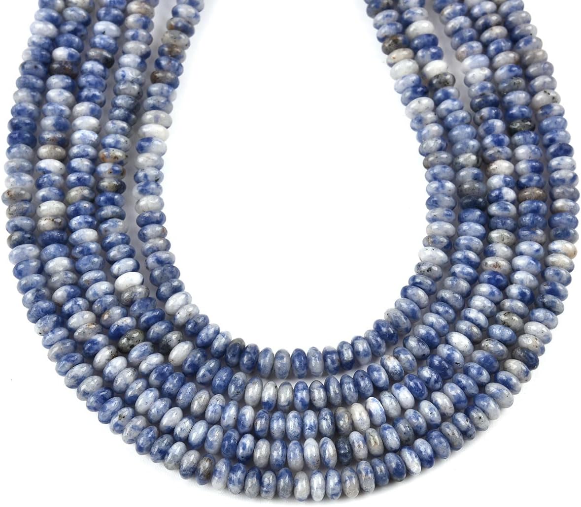 160pcs 4x2mm Natural Blue White Sodalite Disk Rondelle Spacer Stone Semi Precious Gemstone Loose Beads for Jewelry Making 15 Inch - Image 3