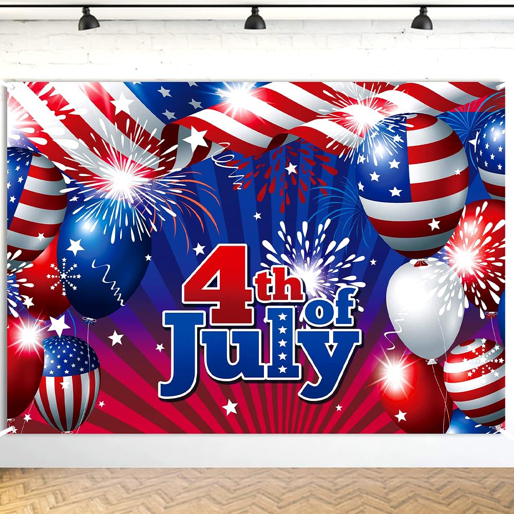 4th of July Banner 41 * 71inch Decorations Outdoor Patriotic Yard Sign Party Supplies Red White and Blue Stars USA Independence Day Backdrop for
