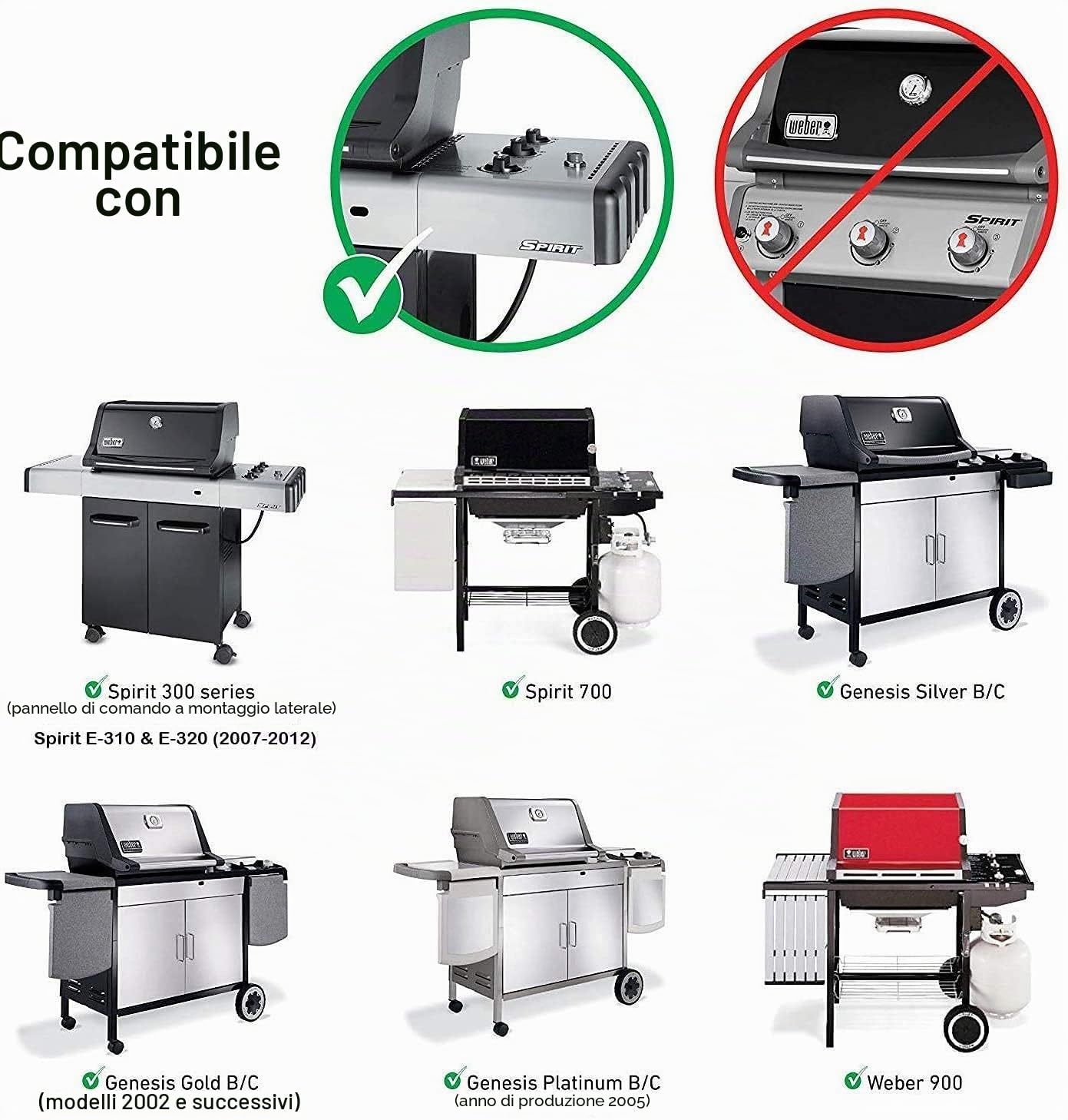 GFTIME 7537 57,2 CM Barre per aromatizzanti per Weber Spirit 300 310 E310, Porcellana smaltata Piastra di calore per Weber Genesis Gold Silver B / C 7537, 65903, (con manopole di controllo laterali)