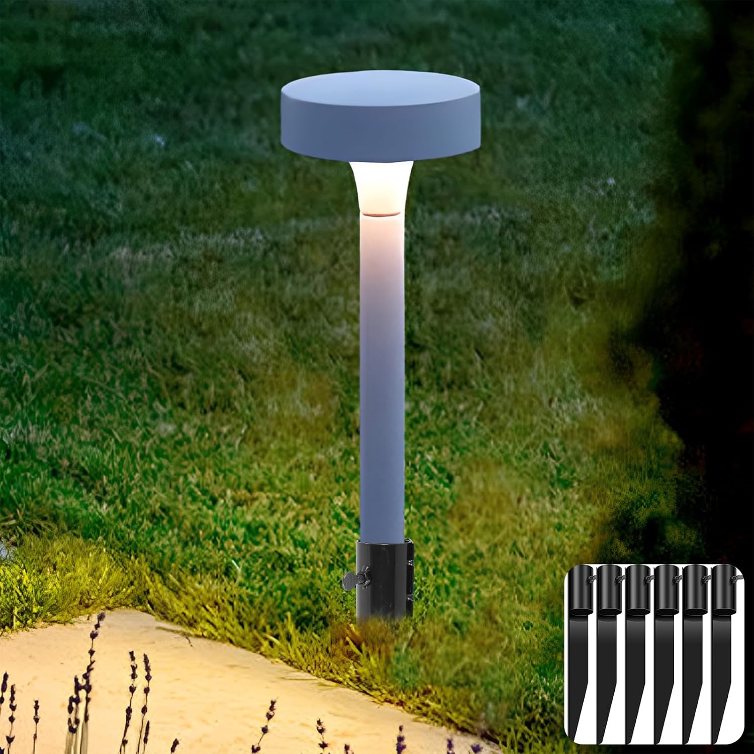 6Pcs Carbon Steel Tiki Torch Stakes 10.75 Inch,Heavy Duty Metal Solar Light Stake Ground Spike,Universal Outdoor Metal Stakes for Solar Lights Landscape Lamps Pole Holder Outdoor Garden - Image 7