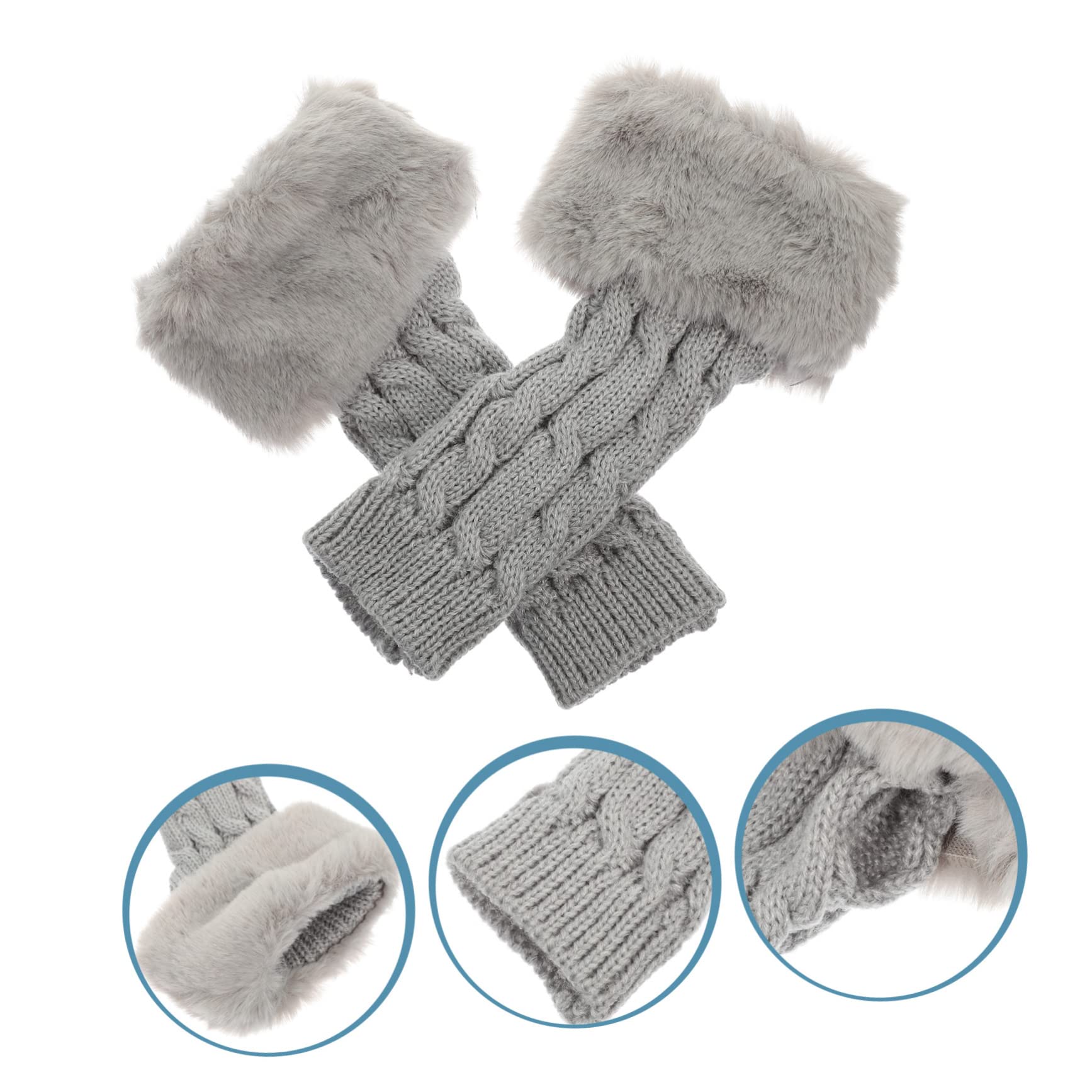 TENDYCOCO 1 Pair of Winter Half Finger Arm Warmers Comfortable Knitted Arm Sleeves for Cold Weather Soft and Practical Arm Covers 2pcs Set