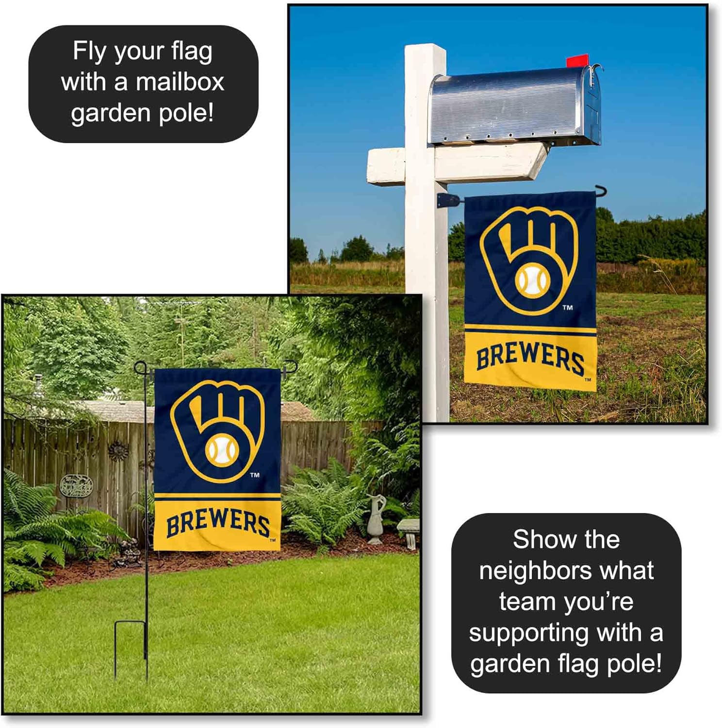Milwaukee Brewers Double Sided Garden Flag