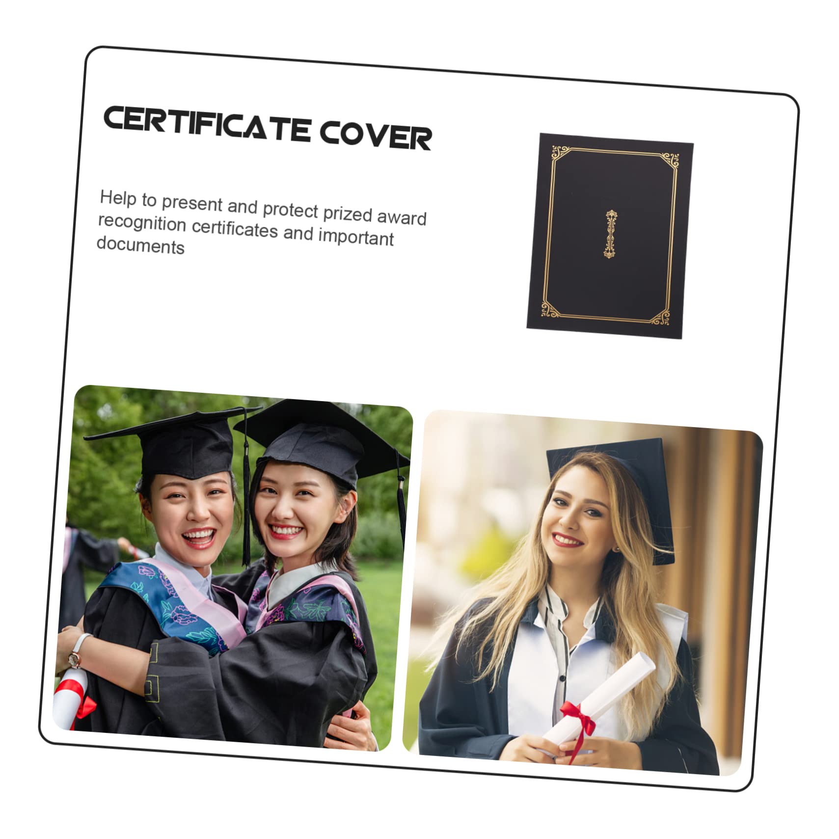 5 Pièces Couverture De Certificat D'honneur Le Diplôme Couvre La Bordure En Feuille Dor Certificat D'achèvement Armature En Métal Cadres Noirs Bronzage Papier A4 Accessoires