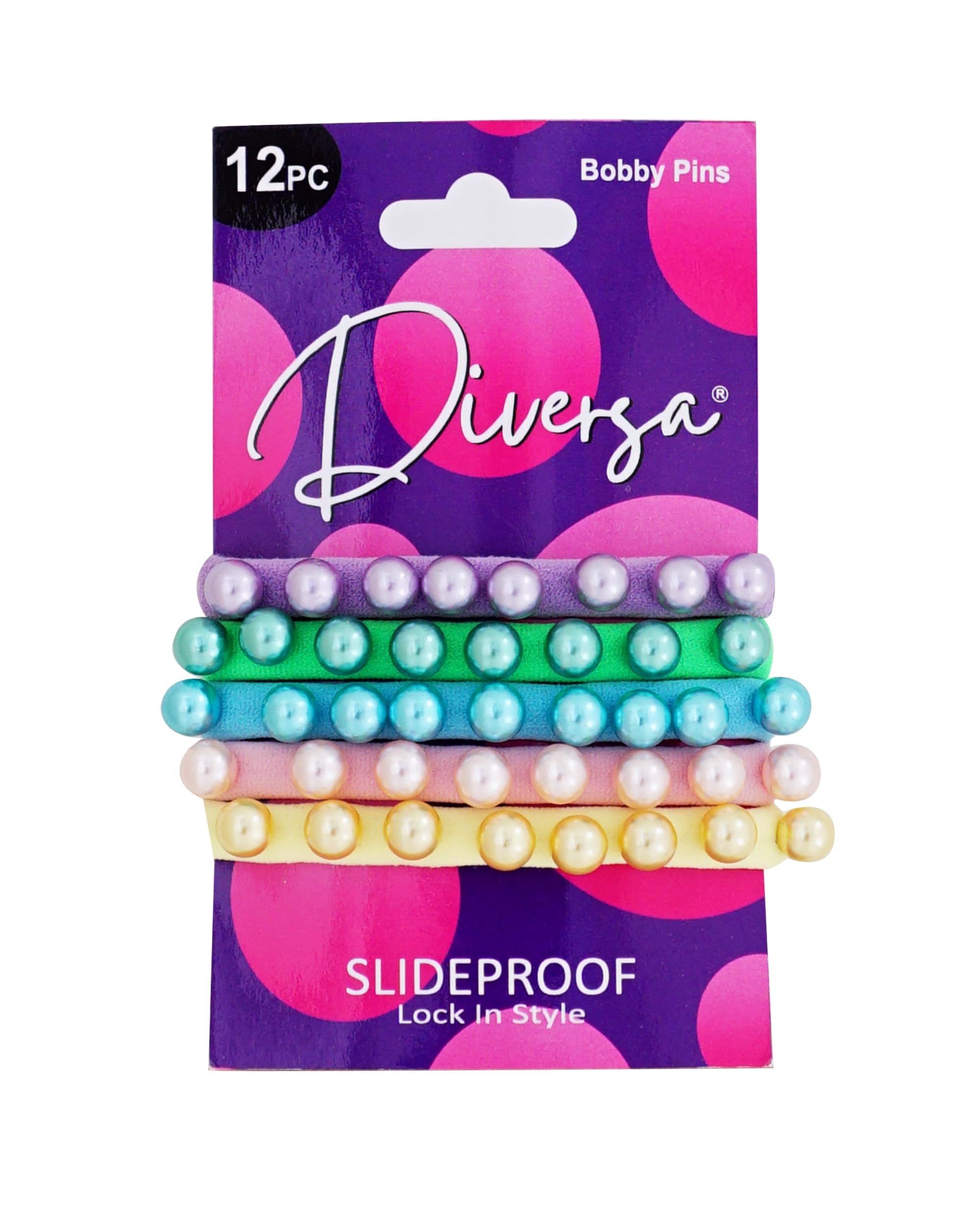 DIVERSA Pearl Hair Rubber Bands | Cotton Designer Hair Ties For Girls | Fancy Polnytail Holders For Women | Elastic Occassional Hair Bands For Women and Girls (Light Multicolors, Pack of 10 Pcs)