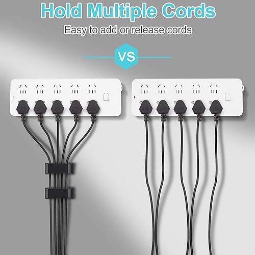 Miniatura 5 de Clips de organización de cables, clips grandes para gestión de cables debajo del escritorio, organizador adhesivo de múltiples cables