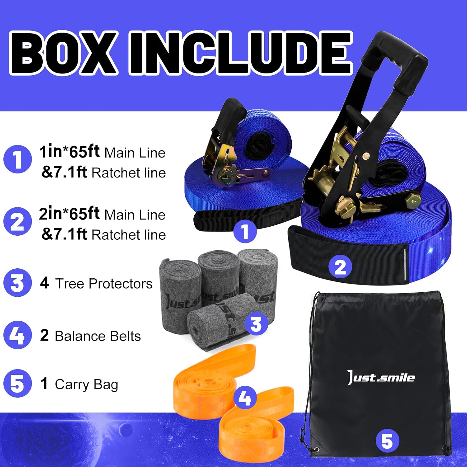 slackline kit slakcline longer 60ft with tree protectors arm trainer and carry bag,slack lines for backyared for kids and adults blue60ft
