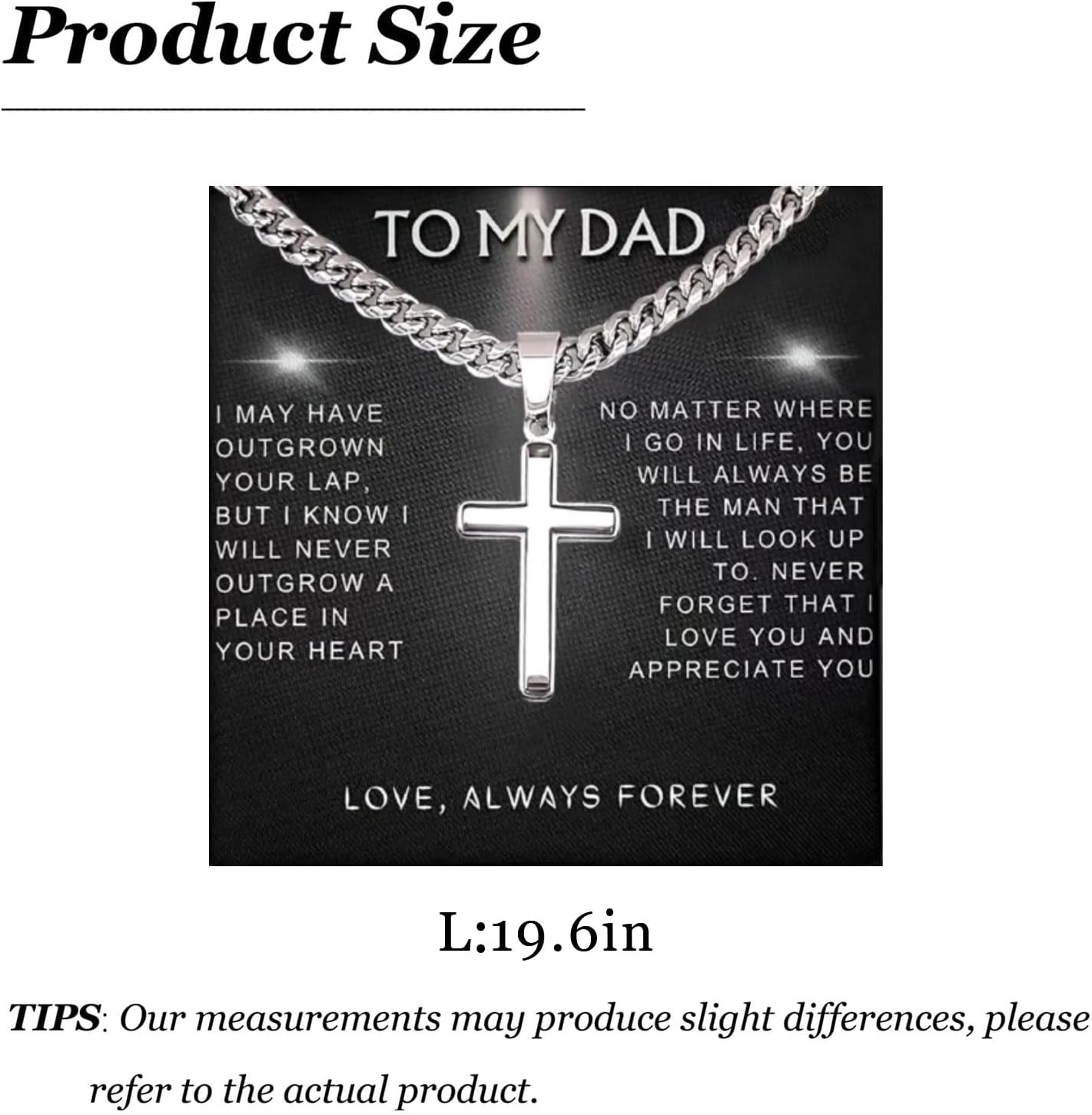 72ore Dad Gifts From Daughter Son Necklace Silver Cross Stainless Steel Pendant Necklace for Men Jewelry Gifts for Dad Birthday - Image 6