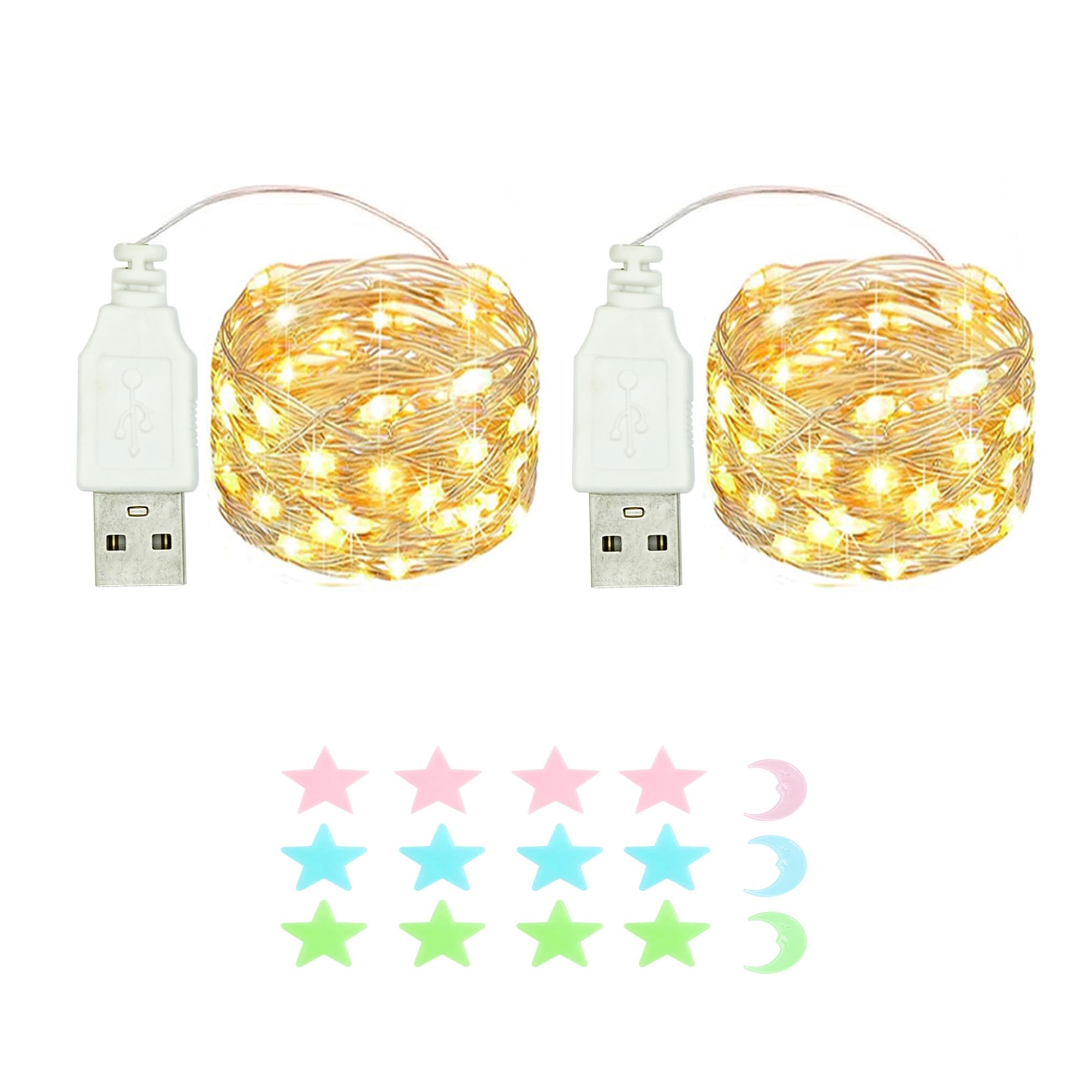 LightsGo USB LED-Lichterkette – 20 LEDs, 2 M, Herzform, Blau, Für PC & Handyladegerät