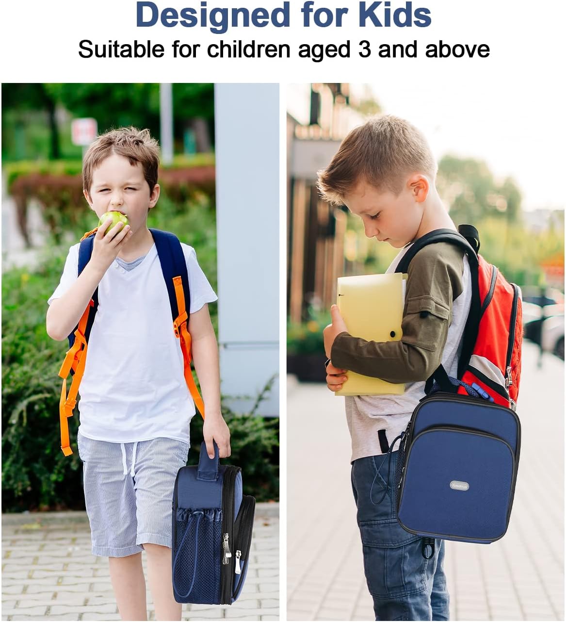 Kids Lunch Box Bag Insulated for Teen Boys with Water Bottle Holder image 4