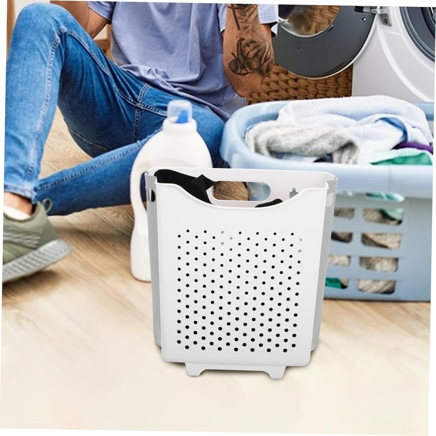 Wall Mounted Collapsible Laundry Basket Folding Space Saving Hamper Portable Storage Holder for Bedroom Bathroom Household Organization