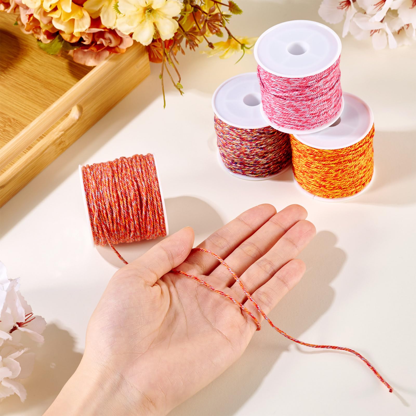 Spritewelry 4 Rolls 1.2mm Braided Cord Thread Polyester Twine Macrame Cord Round Beading String for DIY Crafts Bracelet Necklace Jewelry Making Orange Red - Image 4