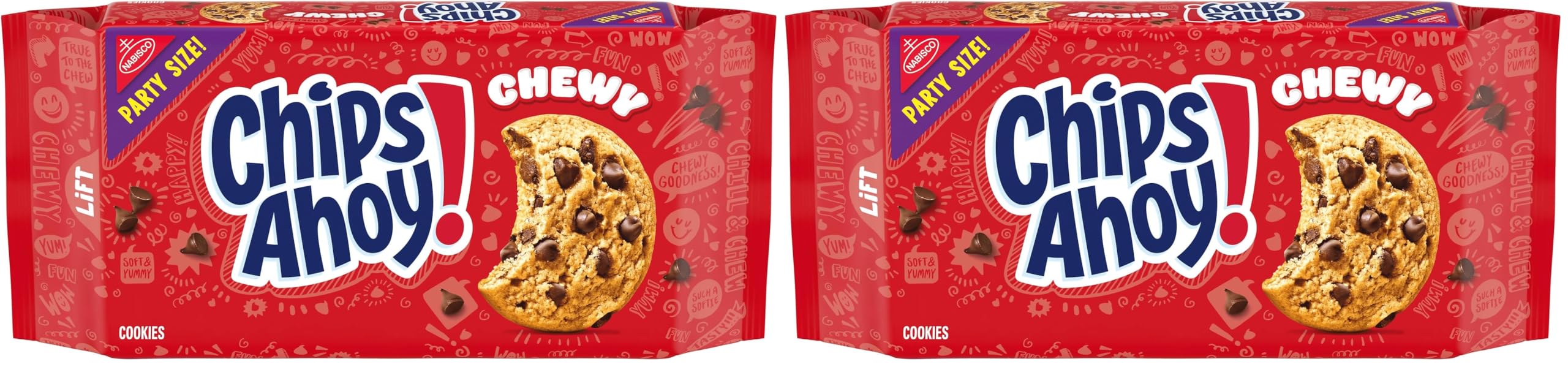 Chips Ahoy! Chewy Chocolate Chip Cookies, Party Size, 26 oz (Pack of 2)