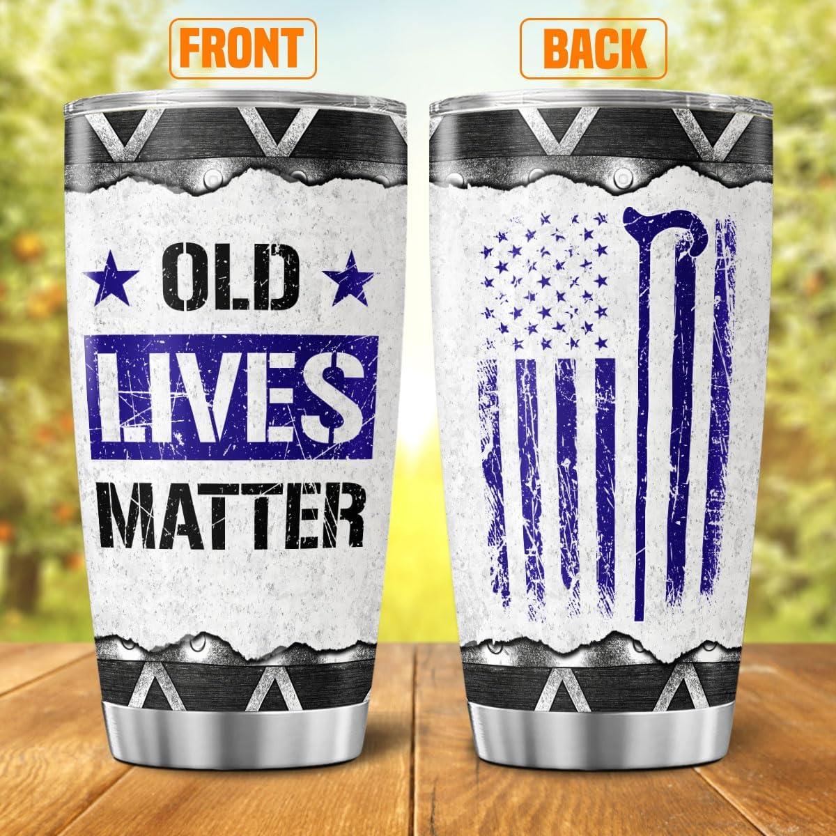 Old Lives Matter Funny 20oz Stainless Steel Tumbler, Vintage USA Patriotic Gift for Grandpa, Dad, Retired Men, Humorous Coffee Travel Mug for Birthday, Retirement, Father's Day - Image 2