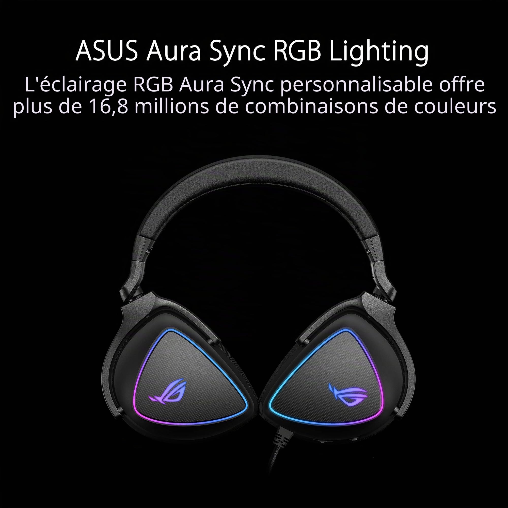 ASUS ROG Delta S Casque de Jeu avec USB-C | Microphone antibruit alimenté par IA | Casque Supra-auriculaire pour PC, Mac, Nintendo Switch et Sony PlayStation | Design Ergonomique, Noir