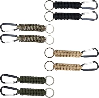 PXRLMYF 8 Piezas Llavero con Mosquetón,Paracord Llaveros con Mosquetón,Llavero de Cordón Trenzado para Camping Senderismo