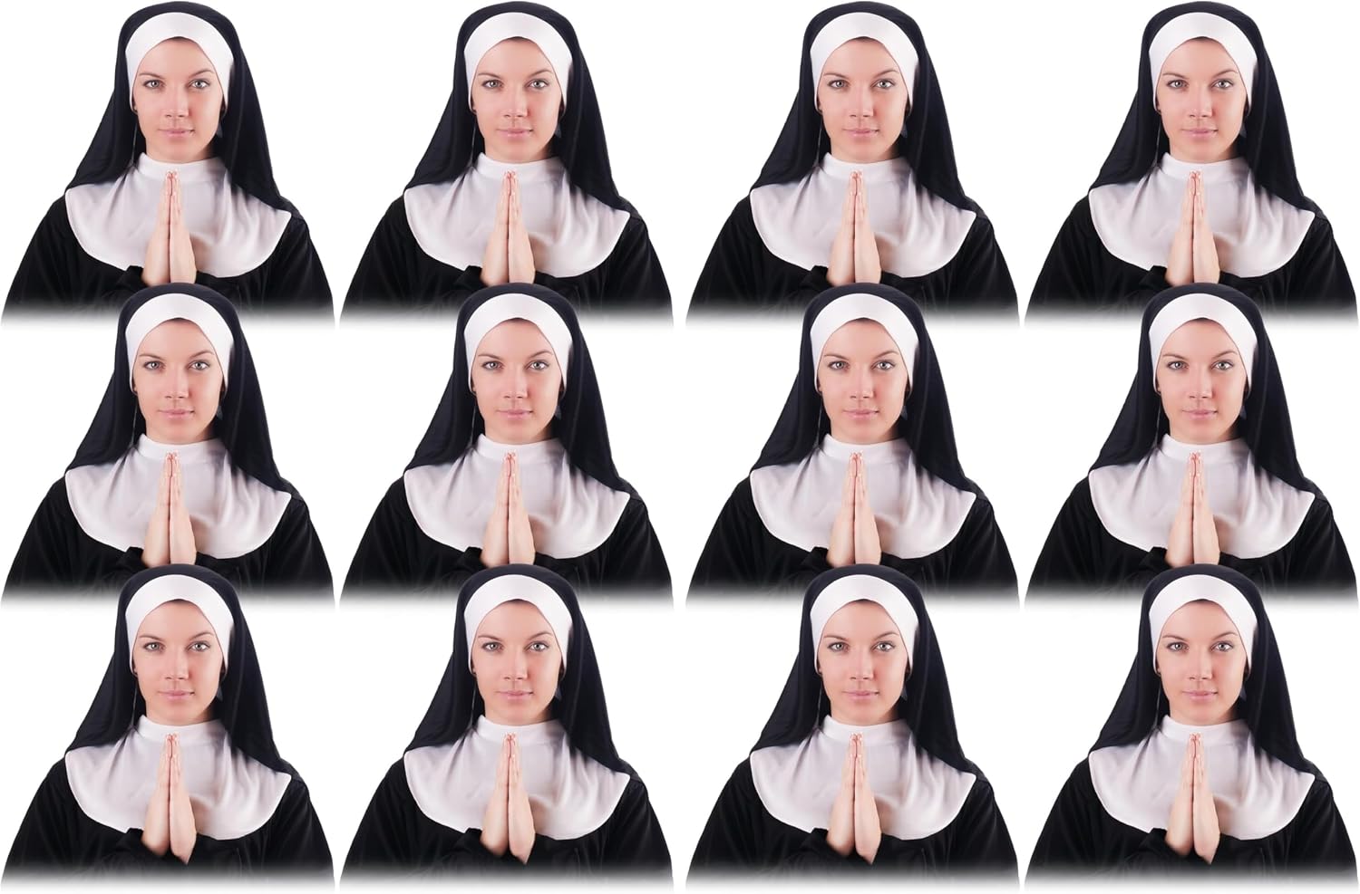 Newcotte 6 Pcs Nun Headpiece Costume Women Nun Habit Cap