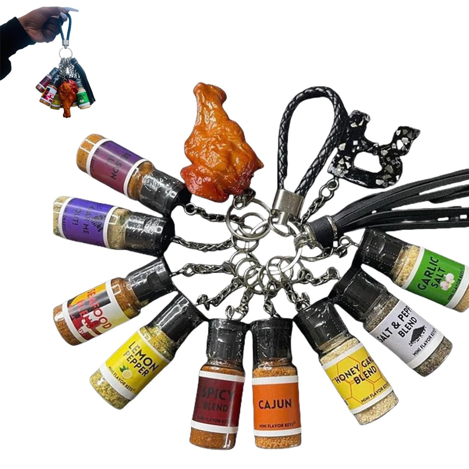 Mini Flavor Keys Full Seasoning Keychain, Mini Seasoning Bottles