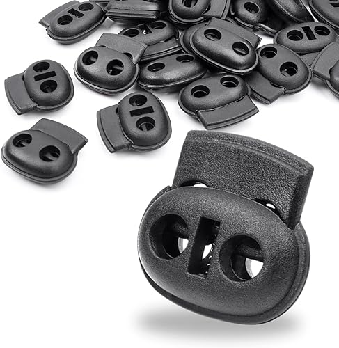 Miniatura 7 de Tapón de bloqueo de cordón de plástico negro para cordón, bloqueo de paracaídas elástico para zapatos, correa de cámara, repuesto de accesorios