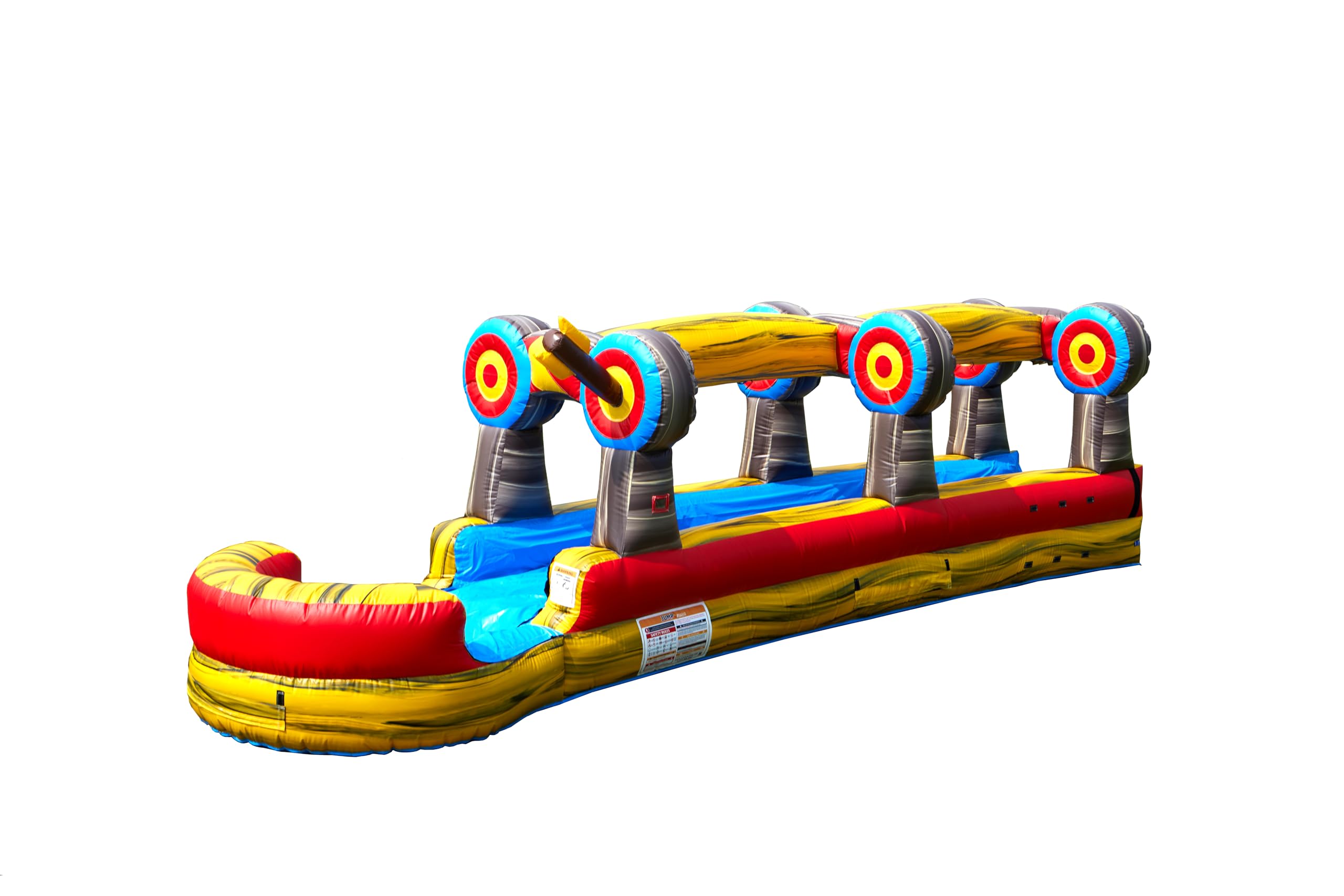 JumpOrange Inflatable Slip and Slide Water Splash Target Bouncy Commercial Grade for Kids & Adults Attcahed Deep Pool with Water Bladder System and Air Blower Indoor Outdoor Use