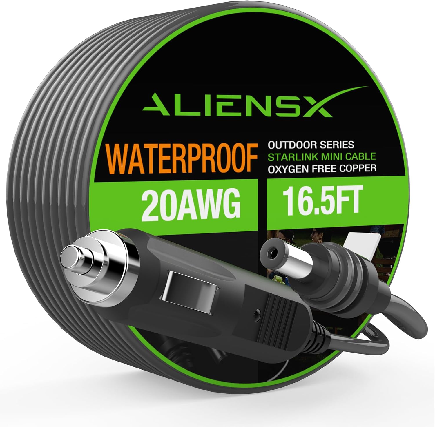 ALIENSX 5M/16.5FT Car Charger to DC Power Cable for Starlink Mini, 12V Car Auto Power Supply for Starlink Mini Satellite 18AWG, Plug and Play, Replacement Starlink Cord for Car/Truck/Bus/Van/Ships