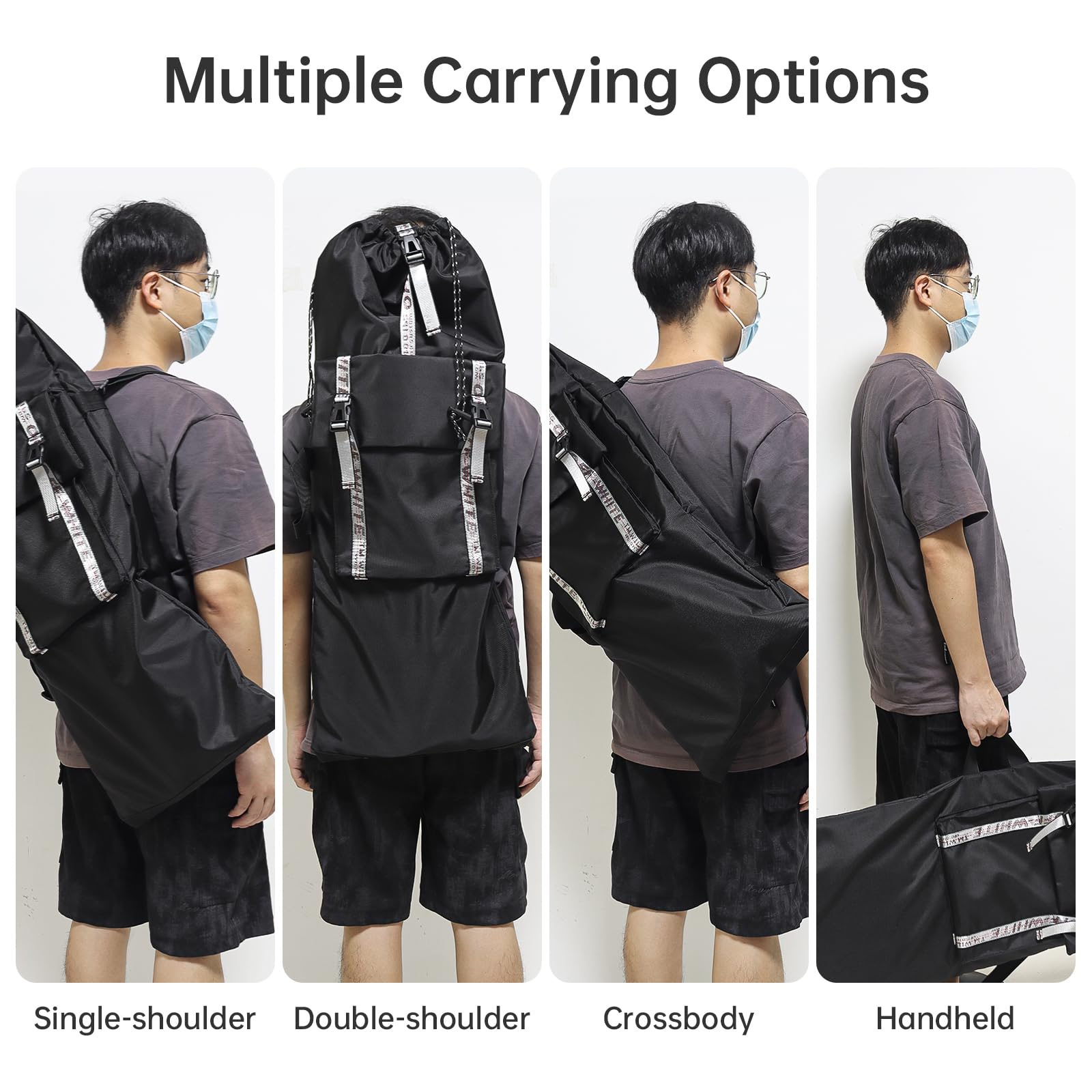 Grand sac à dos pour skateboard – Convient aux planches à roulettes surdimensionnées de 76,2 cm et aux planches surdimensionnées jusqu'à 83,8 cm, sac imperméable et durable avec bandoulière