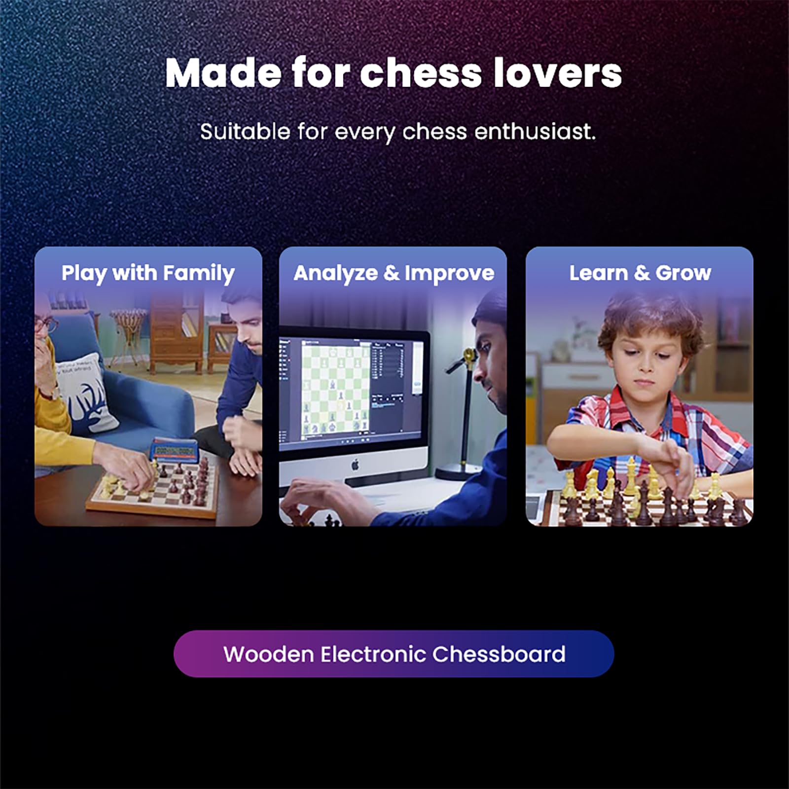 Chessnut Air Electronic Chess Set, una scacchiera in legno magnificamente realizzata a mano con regine extra, LED, set di scacchi elettronici adattivi AI e app con scacchiera per computer