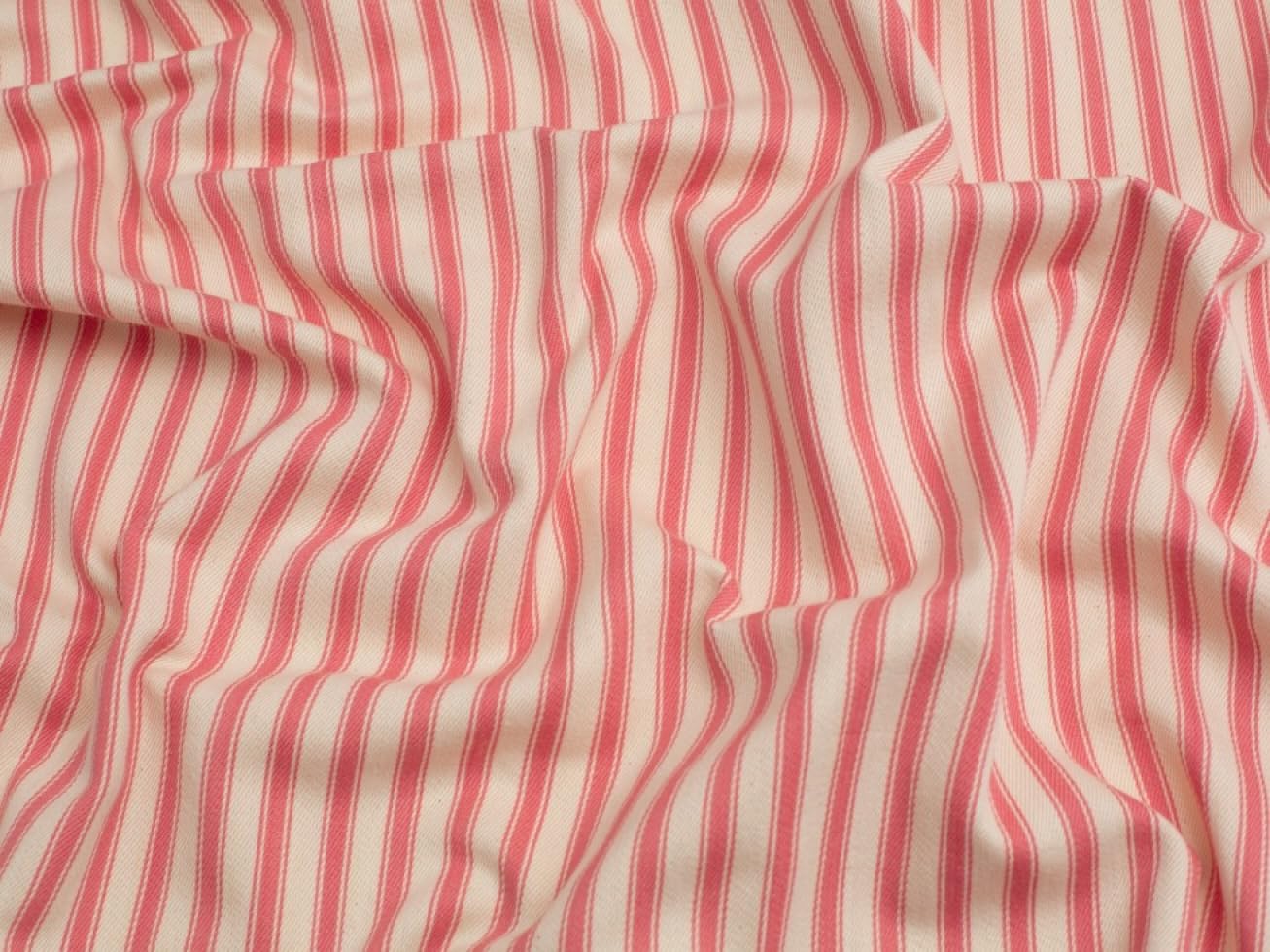 Minerva Soft Pink Ticking Stripe Canvas Fabric - Per Metre