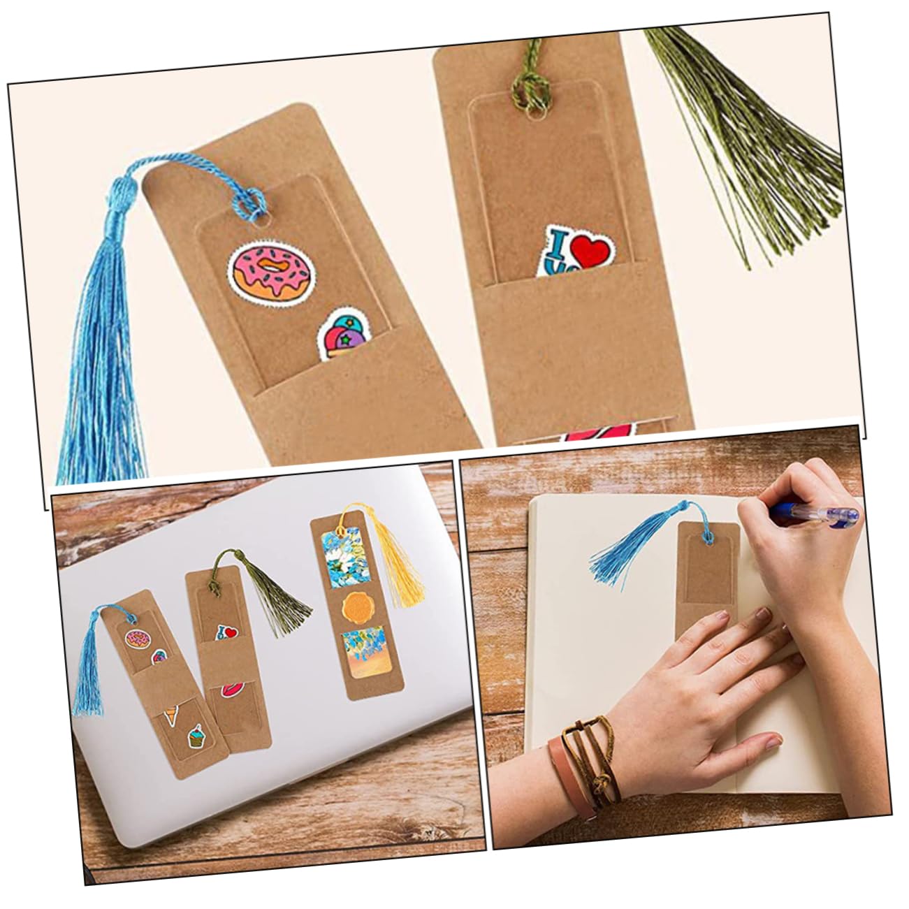jojofuny 150 Set set di segnalibri marcatore marcatori spazi vuoti per kit di segnalibri fai da te scolastici segnalibro pagina bianca fai da te segni di libro carta kraft