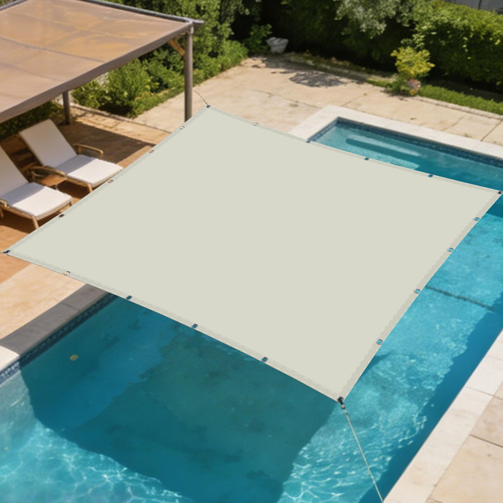 Voile d'ombrage Étanche 2.5 x 4 m Imperméableanti Voile d'ombrage Toile Rectangulaire Contre Le Vent pour Patio Balcon Jardin Terrasse Extérieur, Blanc cassé