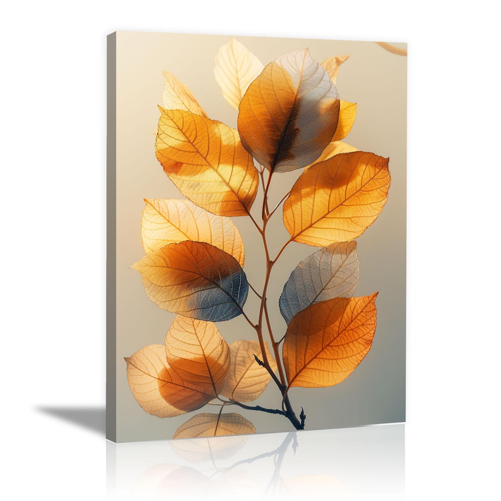 AMXBZC carteles de lienzo de diseñador, Plantas Naturales cuadros de pared,hoja planta lienzo impresión, decoración nórdica moderna pintura-70x110cm Enmarcado (Amarillo 2)