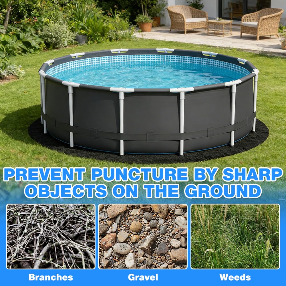 Poolunterlage Rund 2m, Faltbar Pool Unterlage Outdoor, Wasserabsorbierende Pool Unterlage Outdoor Rund, Wiederverwendbar Whirlpool Matte 200cm, Verlängert Die Lebensdauer Der Auskleidung