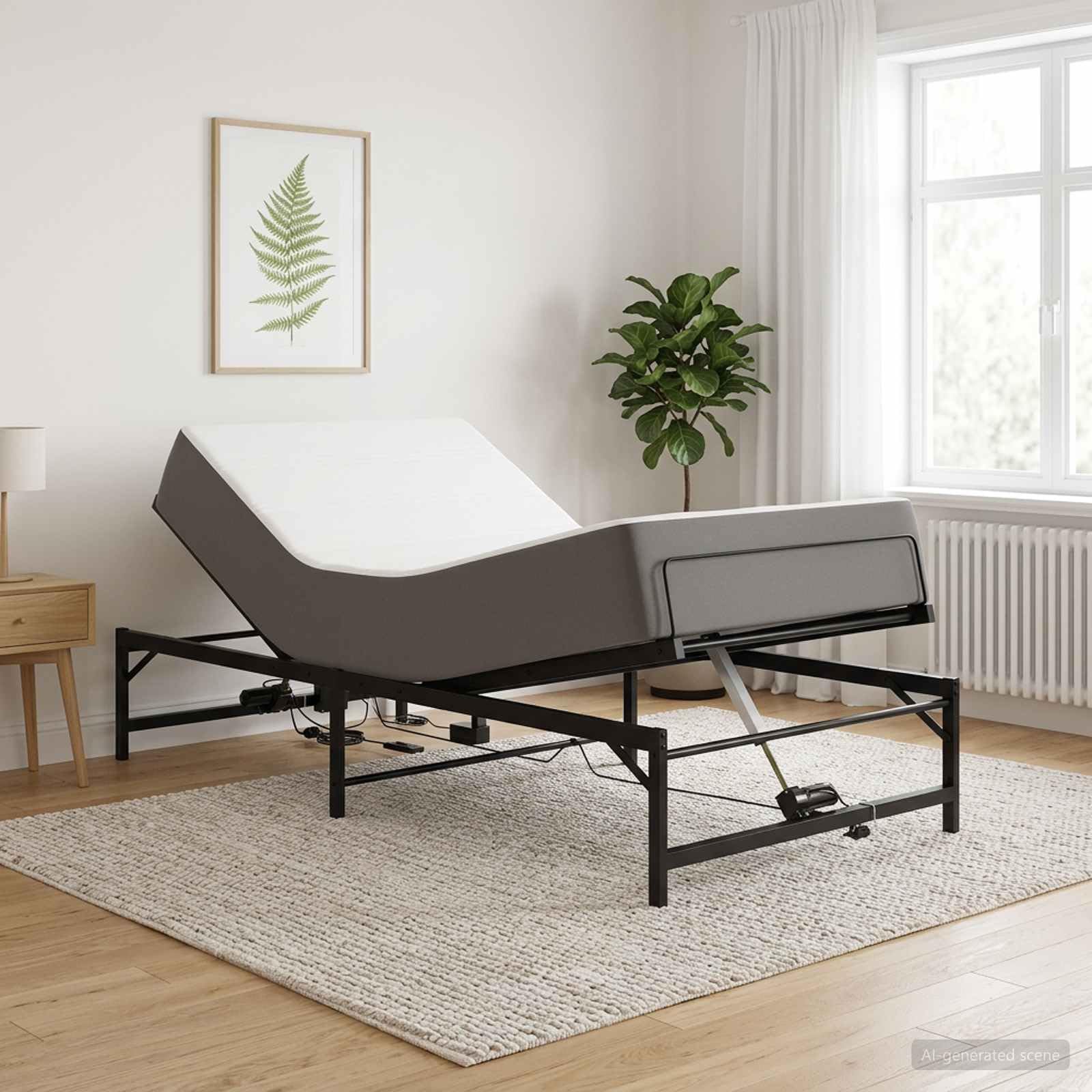 ACAGALA Telaio per letto elettrico, 75 x 190 cm, rete a doghe regolabile elettricamente con testa e piedi, motore per letto singolo in acciaio con telecomando, senza materasso, nero