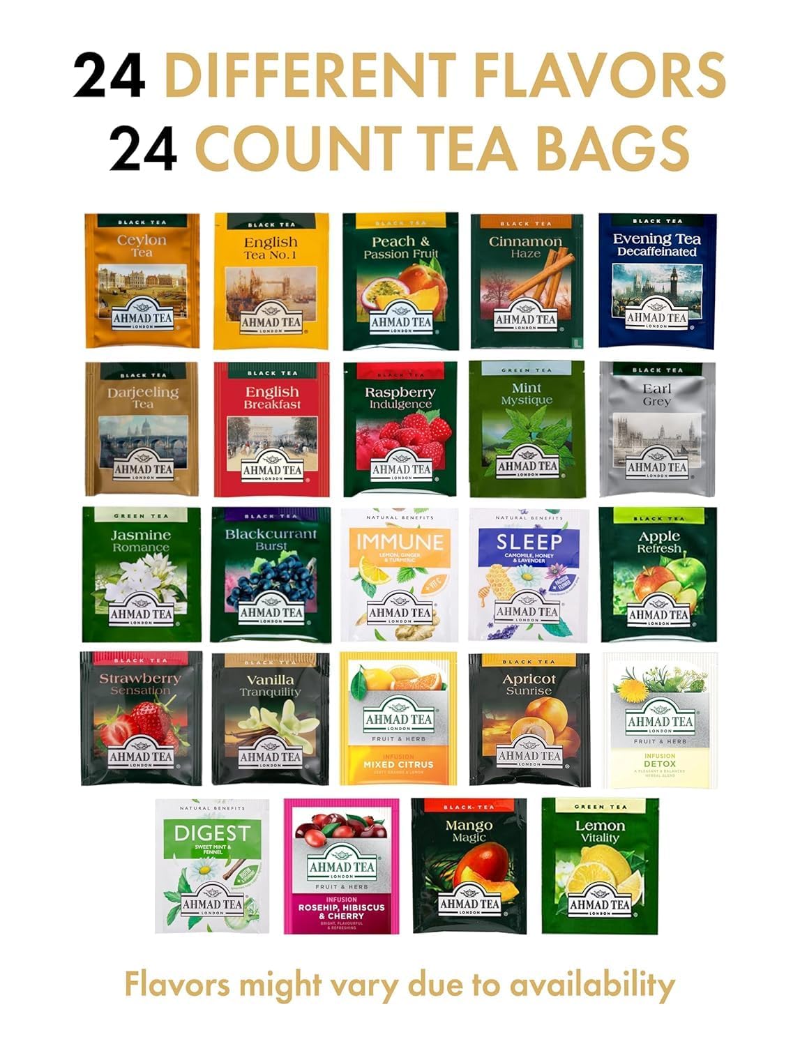 Snapklik.com : Ahmad Tea Advent Calendar, Tea Bags Sampler Assortment ...