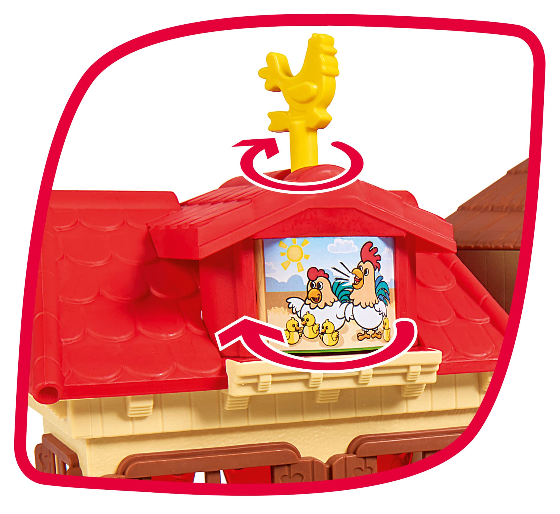 Simba ABC Farmhaus - Spielzeugstation für Baby und Kleinkinder ab 2 Jahren, mit Soundeffekten, bewegliche Teile, Traktor mit Anhänger, Spielefiguren, Spielzeug zur Förderung der Motorik und Fantasie
