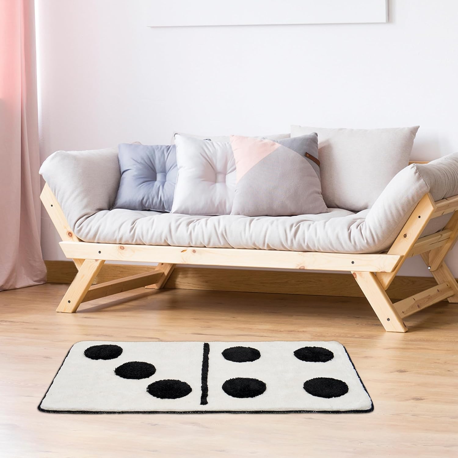Domino Dice Tufted Handmade Area Rugs 45''W X 28''L - Unique Machine Washable Aesthetic Designer Rug for Bathroom, Bedroom, Kitchen, Living Room - Non Slip Home Carpet Mat
