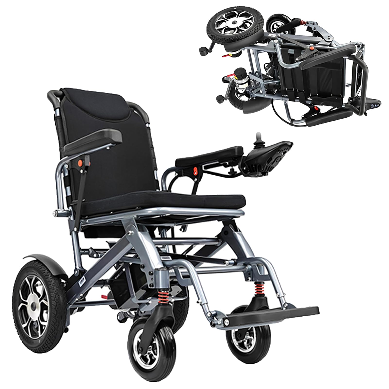 Silla de Ruedas Eléctrica Plegable Aluminio 500W 150kg Compacta | Doble Motor 500W, Plegable y Autoportante, Autonomía 25km, Carga 150kg, Cojín Memory, Freno Electromagnético