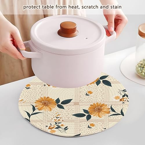 Miniatura 5 de 3 Pcs Microwave Trivet for Hot Pots and Pans 15in Cotton Thread Weave Pot Holder Set Holder for Cooking Pot Kitchen Gadgets Garden Flowers Check
