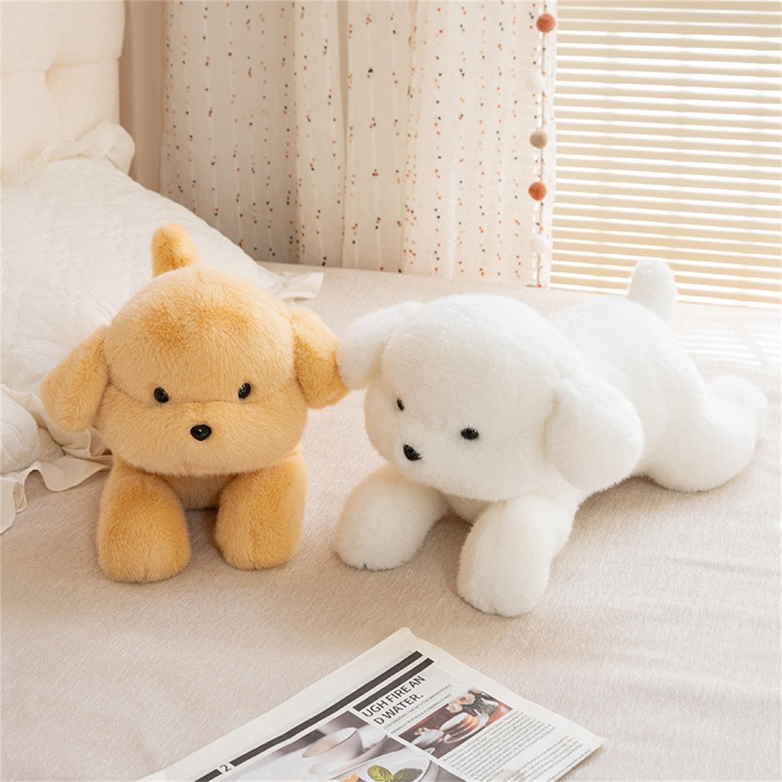AMOSIJOY Simuliertes Hund Plüschtier Groß Kuscheltier Hund Weiche Flauschige Plüschtiere zum Spielen Kuscheln Geschenk für Jungen Mädchen (75cm,Braun)
