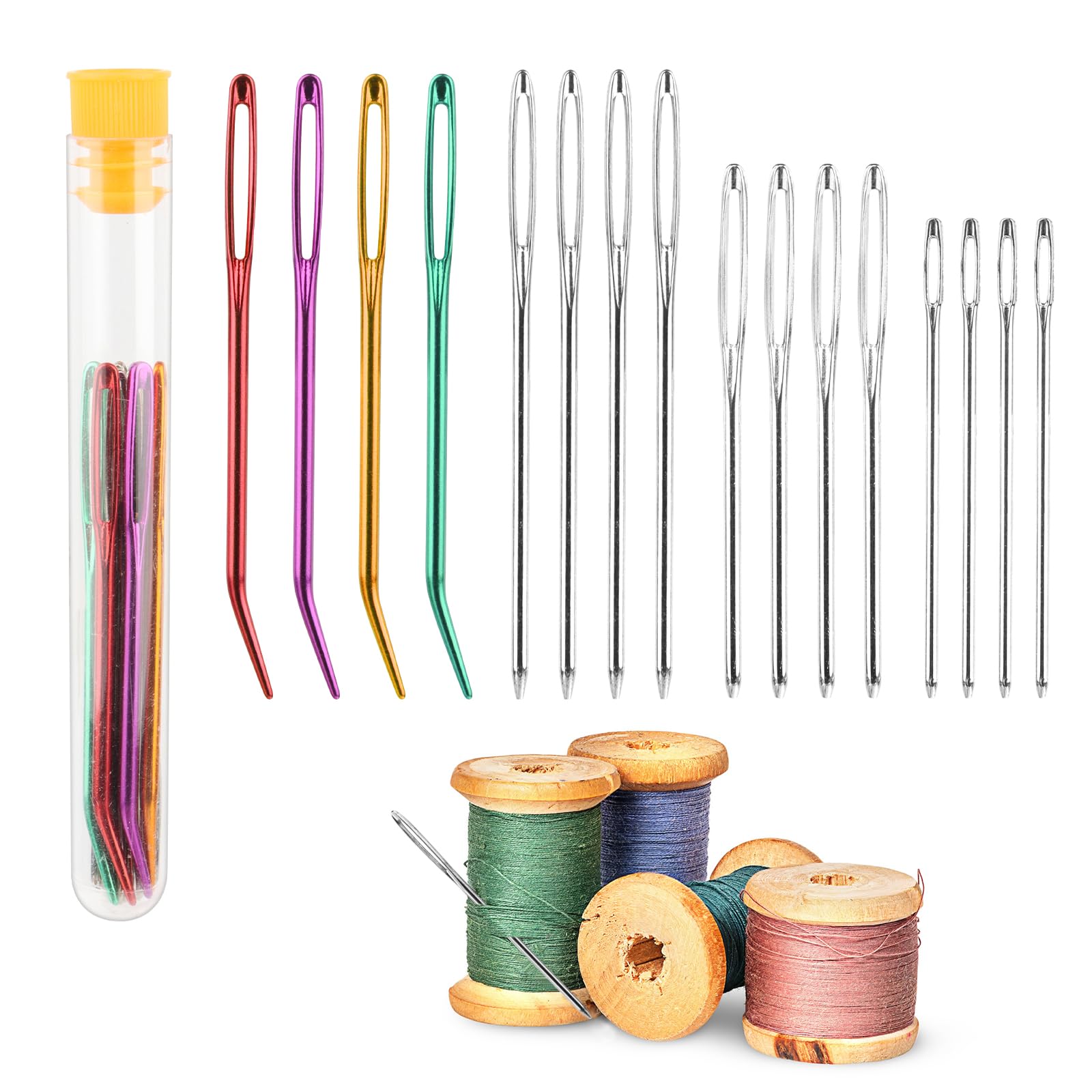 16 Stücke Große Nähen Nadel,Redamancy Stopfnadeln Nähen Nadeln Set,Großäugige Stumpfe Nadeln Großem Öhr,4 GrößEn Groß Auge Stumpfe Nadel für Hand Nähen Handwerk,Häkelprojekte Hand Nähen Leder Handwerk Küche, Haushalt & Wohnen