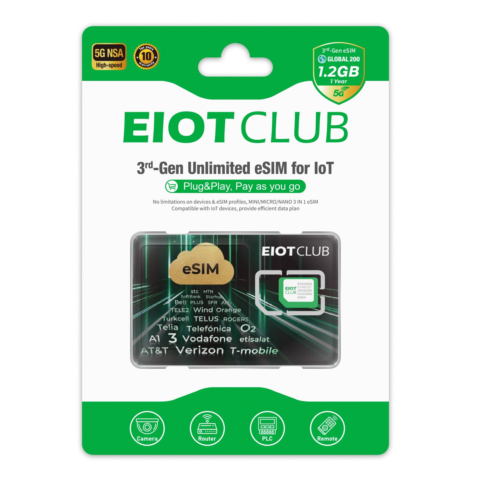 EIOTCLUB V3 Physical eSIM Card, eSIM Adapter para Dispositivos IoT