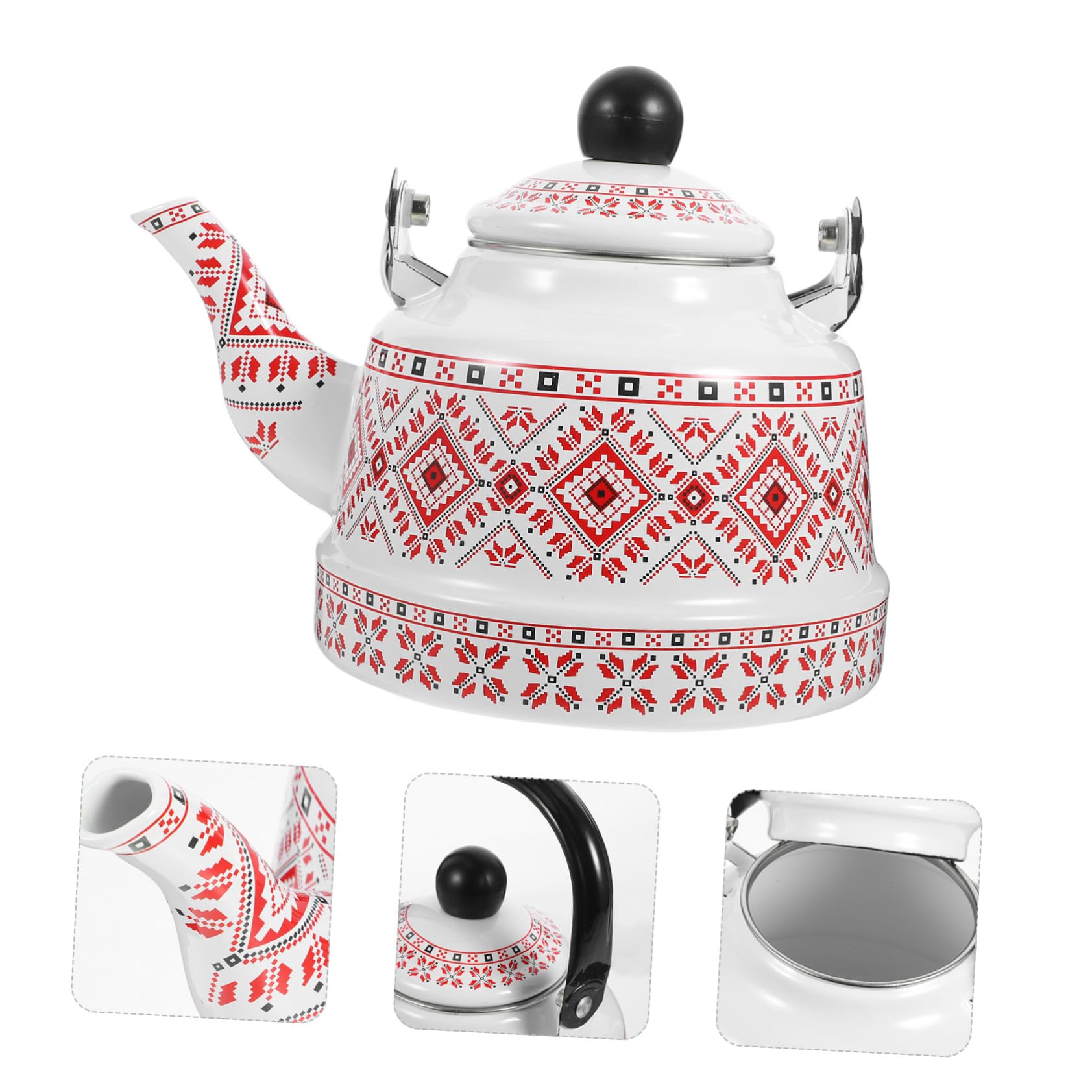 Toddmomy Kaffeekessel Aus Emaille Für Herd Zum Aufkochen Von Wasser Für Grünen Tee Schwarzen Tee Kräutertee Mit Sicherheitsgriff Gegen Verbrennungen Wunderschönes Design Für