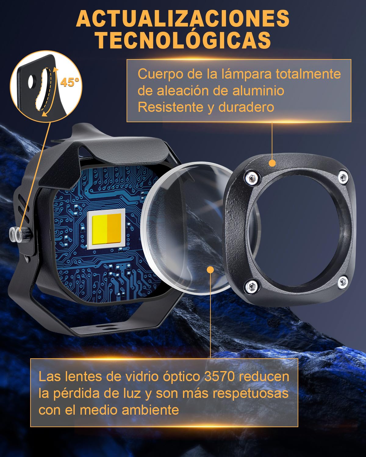 Dinfu 30W Faro adicional LED para motocicleta - Focos antiniebla LED redondos 9V-60V, IP68, con 3 patrones de parpadeo y 2 soportes de montaje para motocicleta, ATV, UTV, moto de tierra, 4x4