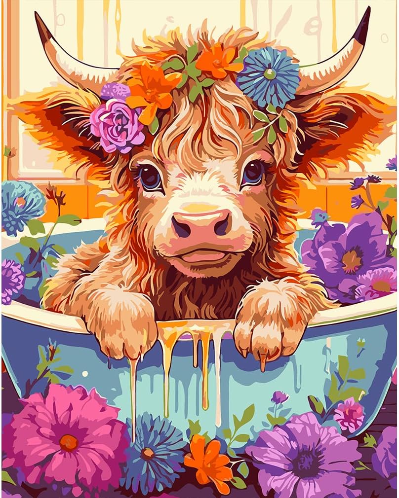 tigdtiu Cow Paint by Numbers for Adults Highland Cow