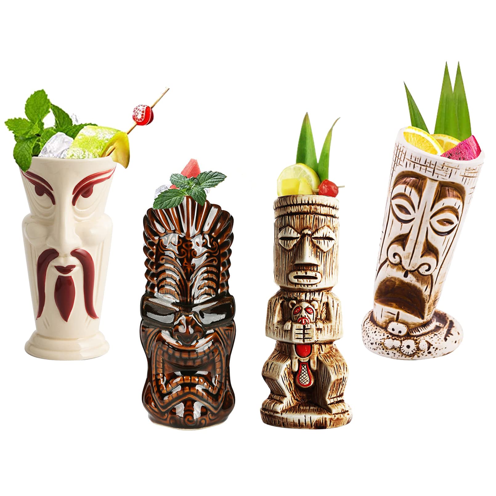 Cocktailgläser - Hawaii Deko - Bar Zubehör - Cocktail Gläser - Cocktail set - Cocktail Deko - Cocktail Zubehör - Cocktailgläser set - Tiki Gläser hawaiianische Tiki-Tasse,Q7